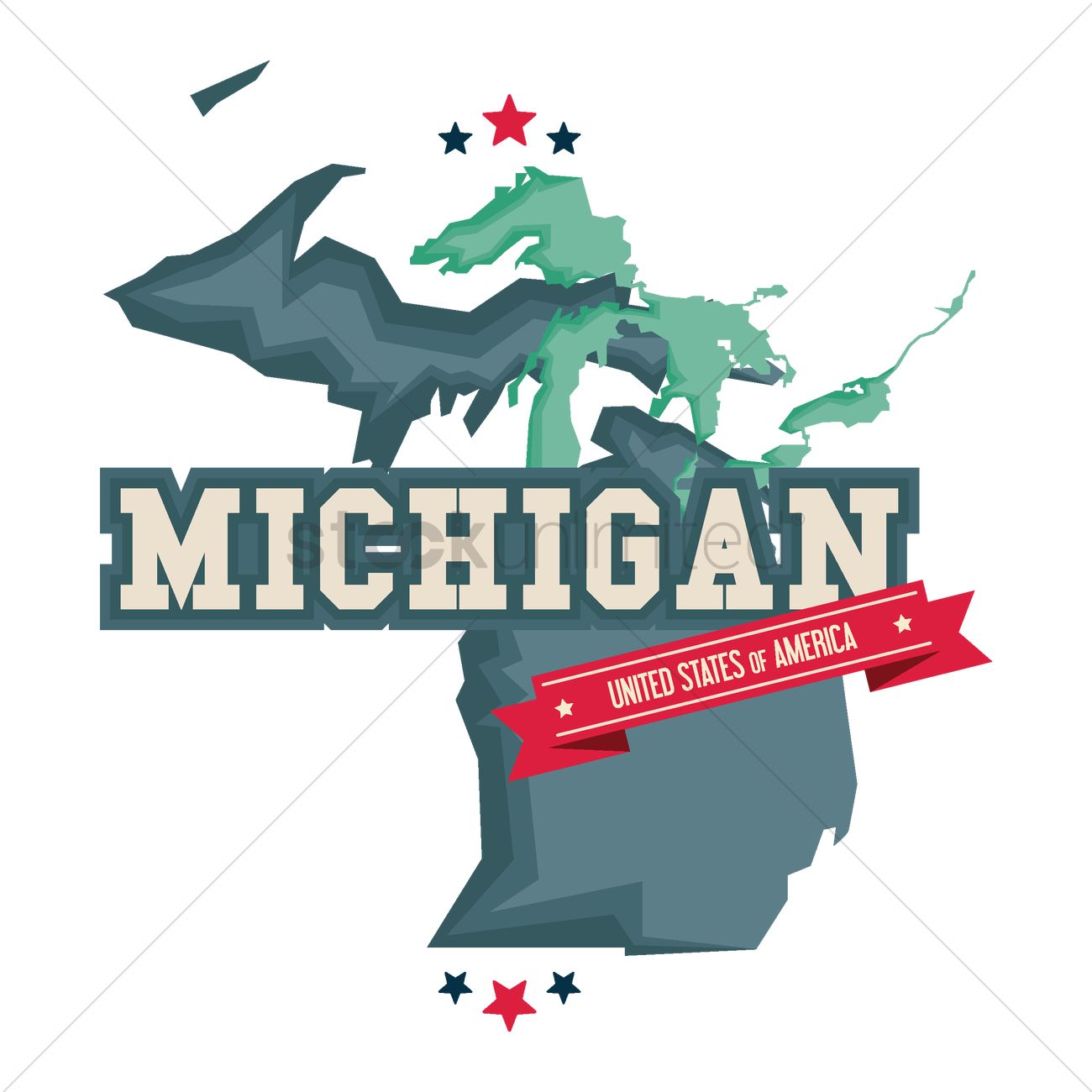 1300x1300 Michigan Map With The Great Lakes Vector Image