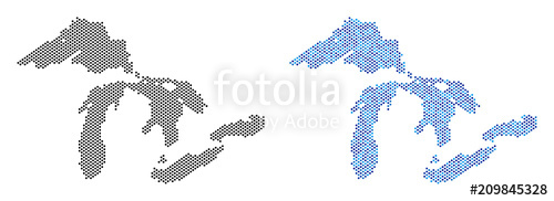 500x182 Pixelated Great Lakes Map Variants Vector Territory Plans