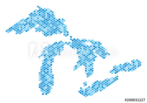 500x351 Blue Round Spot Great Lakes Map Vector Geographic Map In Blue