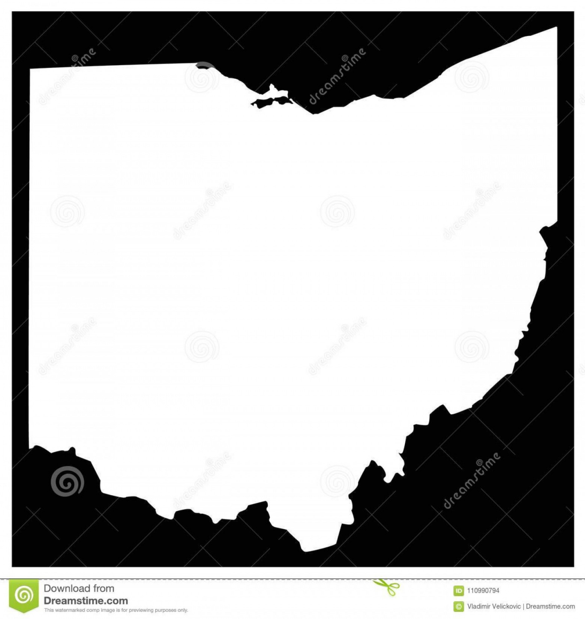 1872x1981 Vector Ohio Map Midwestern State Great Lakes Region United