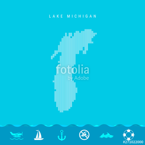 500x500 Vector Vertical Lines Pattern Map Of Lake Michigan, One