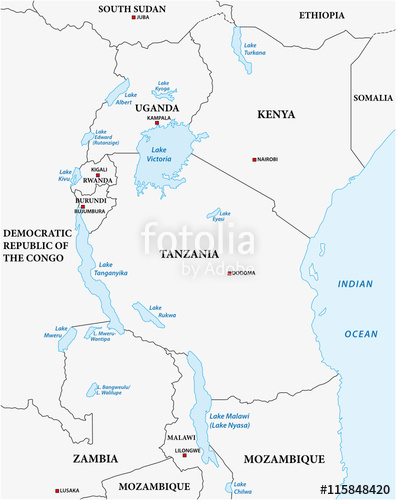 396x500 Simple Vector Outline Map Of The African Great Lakes Stock Image