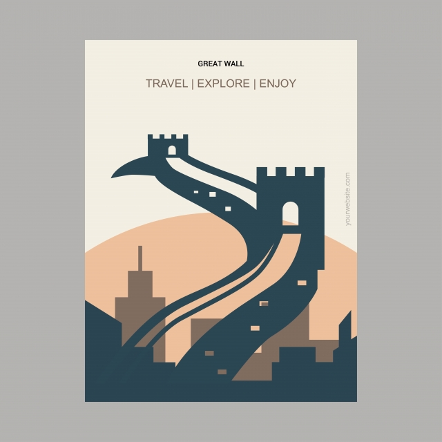 Great Wall China Vintage Style Landmark Poster Template, Ancient 640x640 Great Wall China Vintage Style Landmark Poster Template, Ancient