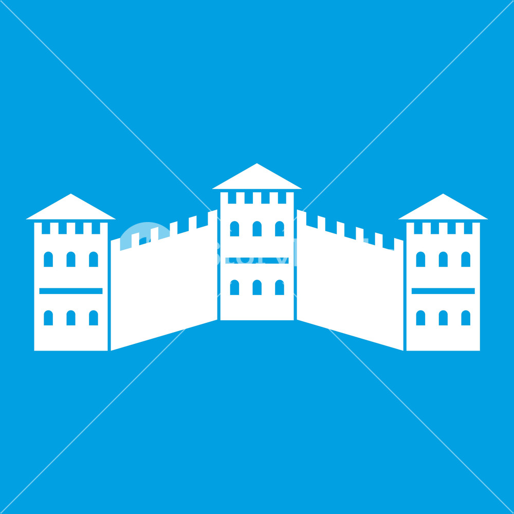 Great Wall Of China Icon White Isolated On Blue Background Vector 1000x1000 Great Wall Of China Icon White Isolated On Blue Background Vector