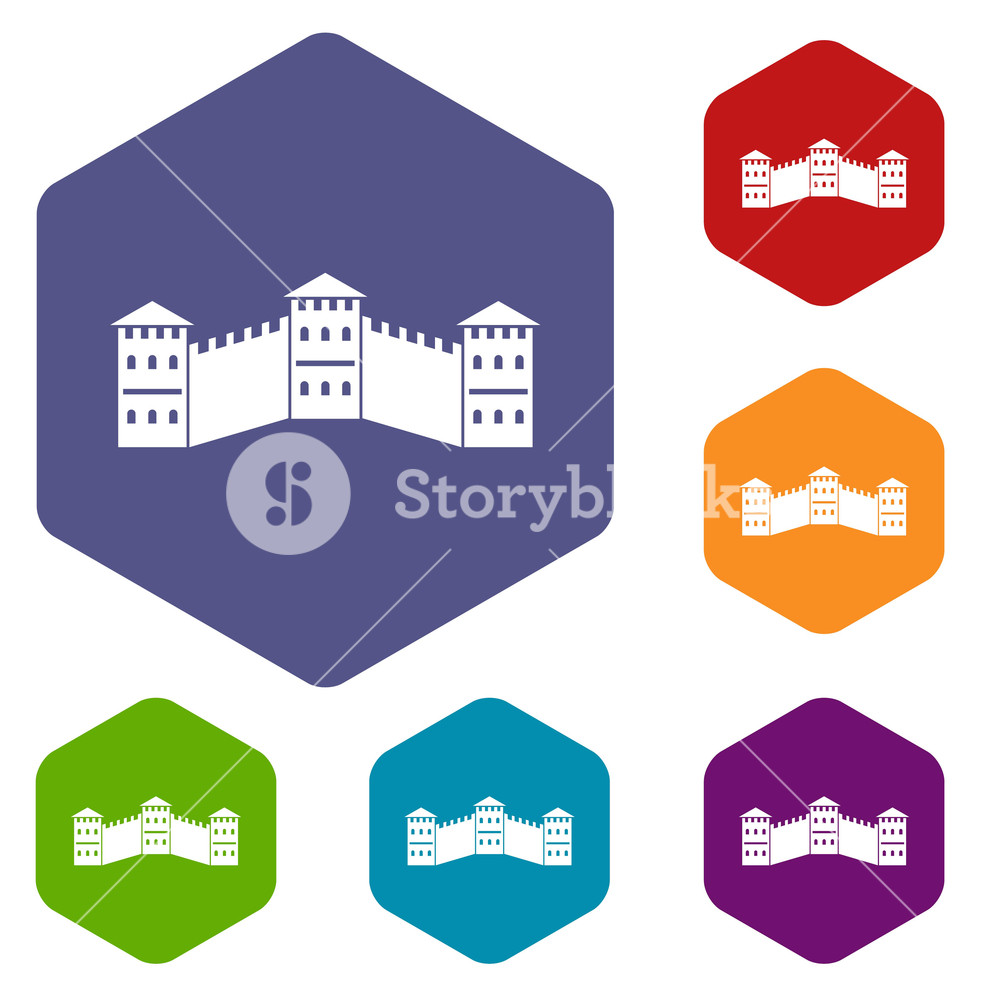 Great Wall Of China Icons Set Hexagon Isolated Vector Illustration 1000x1000 Great Wall Of China Icons Set Hexagon Isolated Vector Illustration