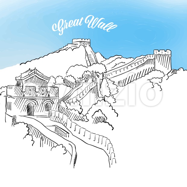 Sketch Of Great Wall In China Vector Illustration 620x620 Sketch Of Great Wall In China Vector Illustration