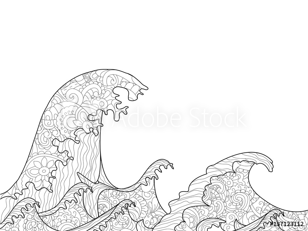 1000x750 Photo Art Print The Great Wave Off Kanagawa Coloring Book