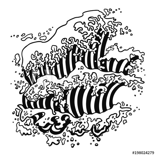 500x500 An Oriental Japanese Great Wave In A Vintage Retro Engraved