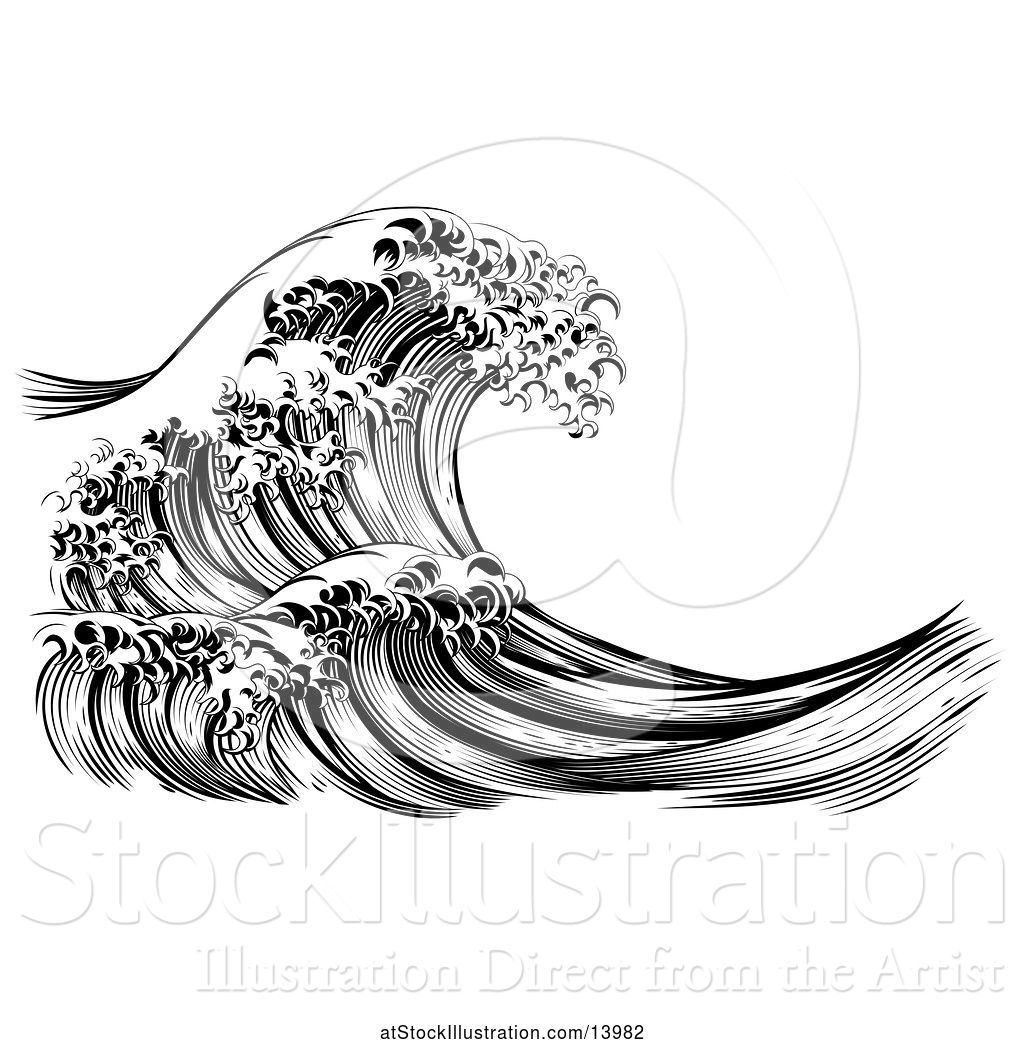 1024x1044 Vector Illustration Of Black And White Vintage Styled Japanese