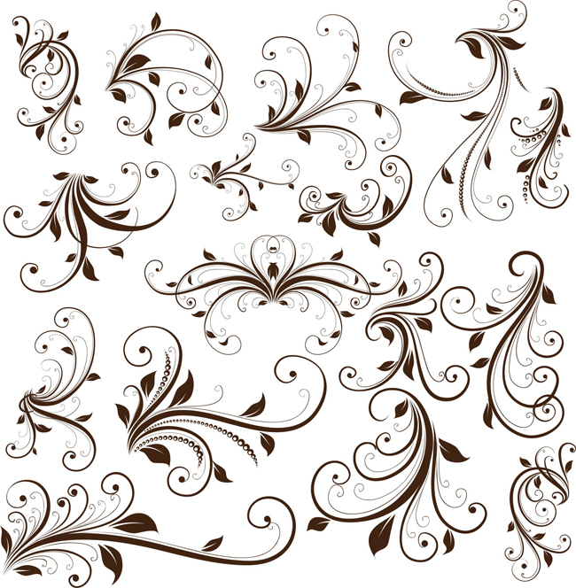 650x664 Swirl Floral Decorative Element Vector Graphic