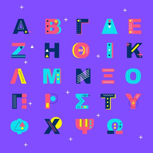 490x490 Memphis Style Greek Alphabet Vector