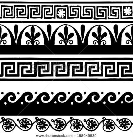450x469 Greek Border Ornaments, Meanders Stock Vector