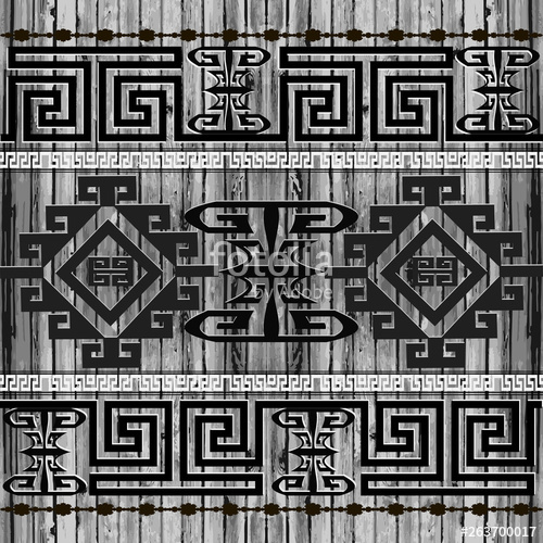 500x500 Old Wood Textured Greek Border Seamless Pattern Abstract Vector
