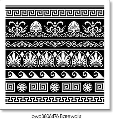 362x382 Set Of Antique Greek Borders, Art Print Barewalls Posters