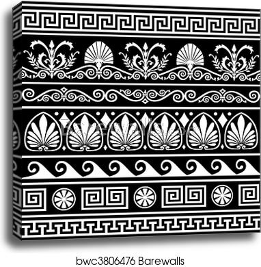 382x390 Set Of Antique Greek Borders, Canvas Print Barewalls Posters