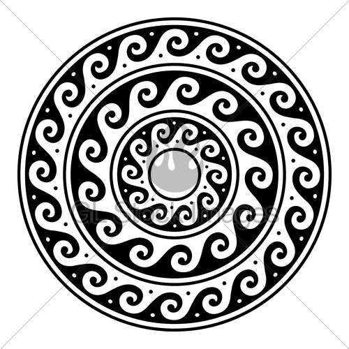 Greek Vector Mandala, Ancient Round Meander Art In Circle Gl 500x500 Greek Vector Mandala, Ancient Round Meander Art In Circle Gl