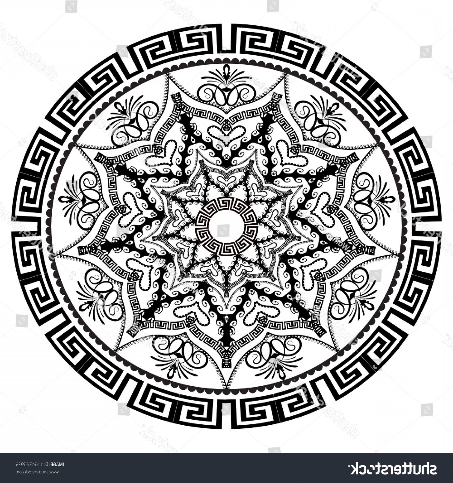 Black White Round Floral Greek Vector Savoyuptown 1800x1920 Black White Round Floral Greek Vector Savoyuptown