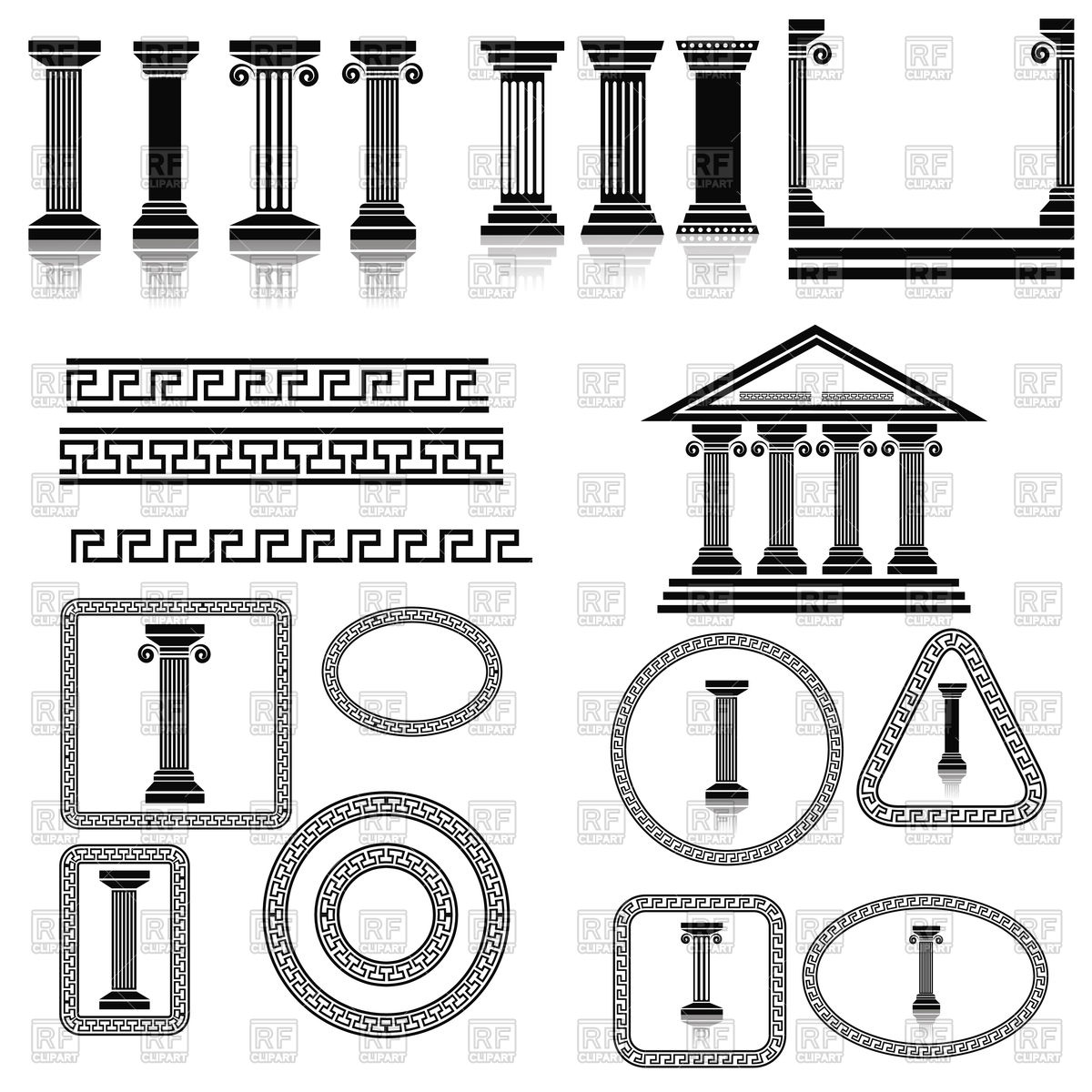 1200x1200 Silhouettes Of Greek Columns Vector Image Of Architecture