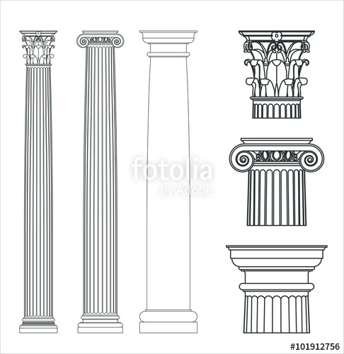 486x500 Set Of Ancient Greek Columns Doric, Ionic And Corinthian Style
