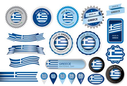 443x300 Made In Greece Seal, Greek Flag