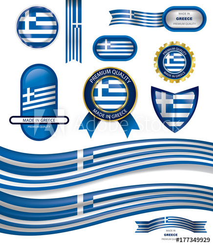 436x500 Made In Greece Seal, Greek Flag