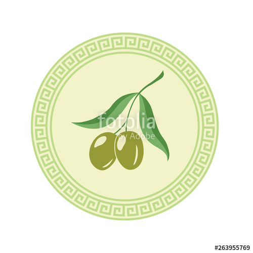Illustration Of Olive Branch In Greek Frame Stock Image 500x500 Illustration Of Olive Branch In Greek Frame Stock Image