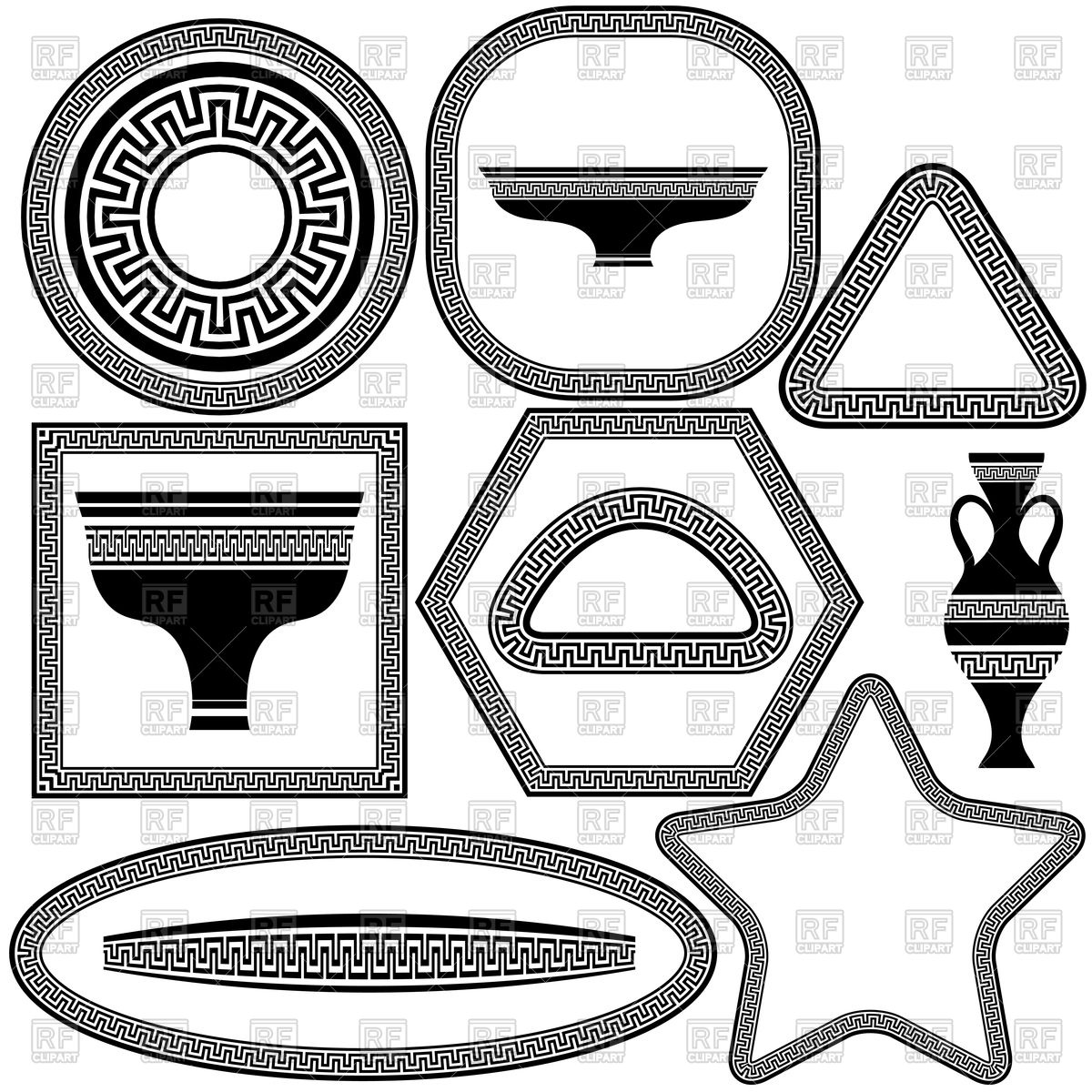 Set Of Greek Frames And Dishes Vector Image Of Borders And Frames 1200x1200 Set Of Greek Frames And Dishes Vector Image Of Borders And Frames