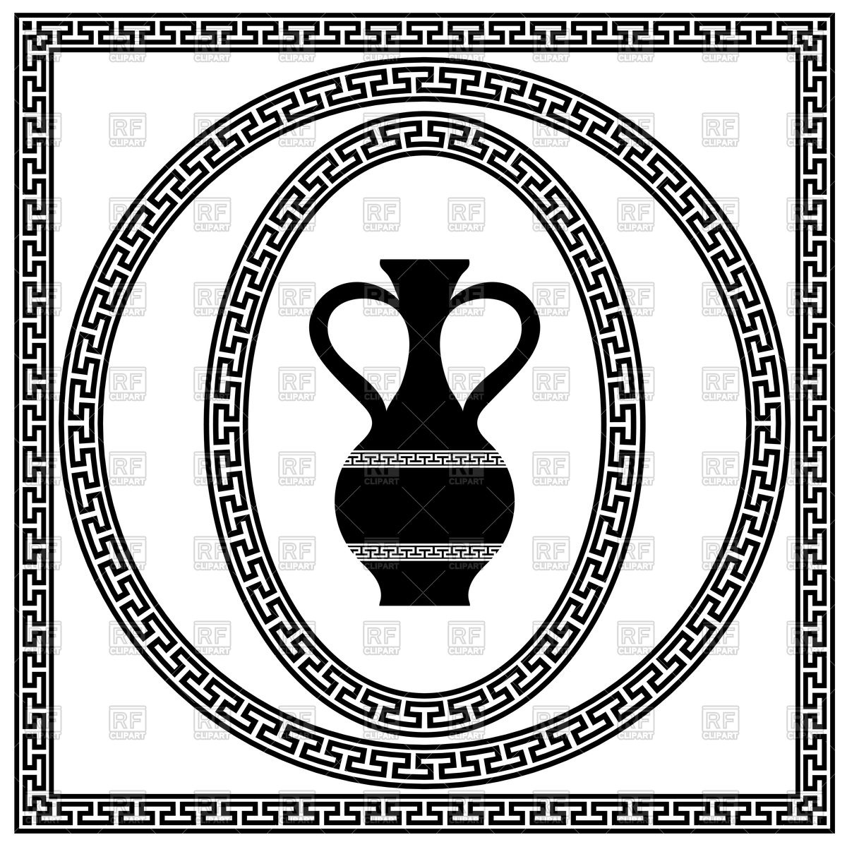 Set Of Greek Frames With Amphora Vector Image Of Objects 1200x1200 Set Of Greek Frames With Amphora Vector Image Of Objects
