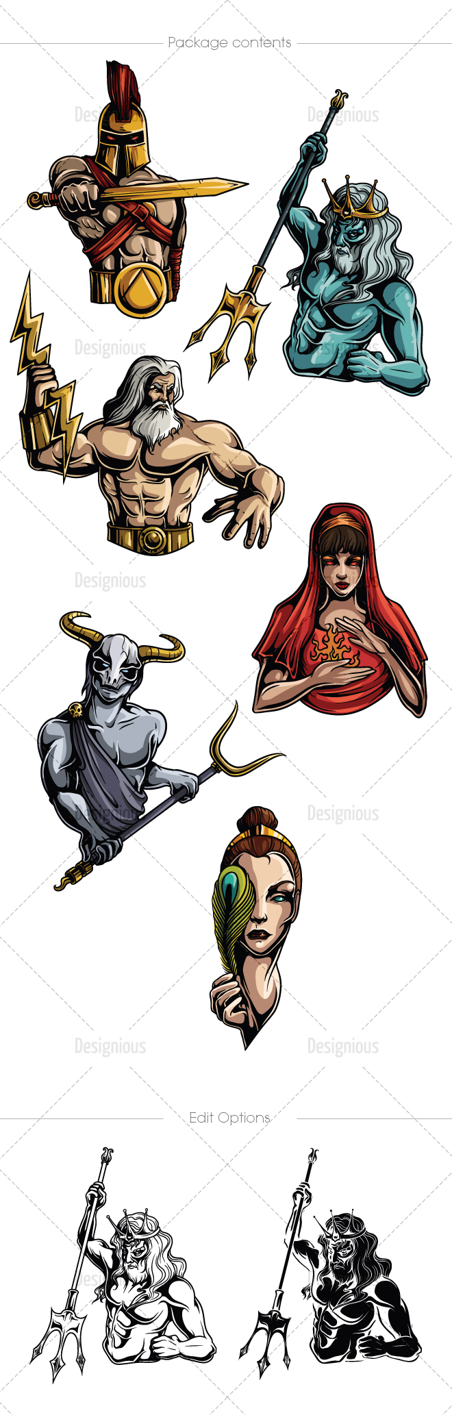 660x2066 Greek Mythological Olympian Gods Vector Pack Vectors