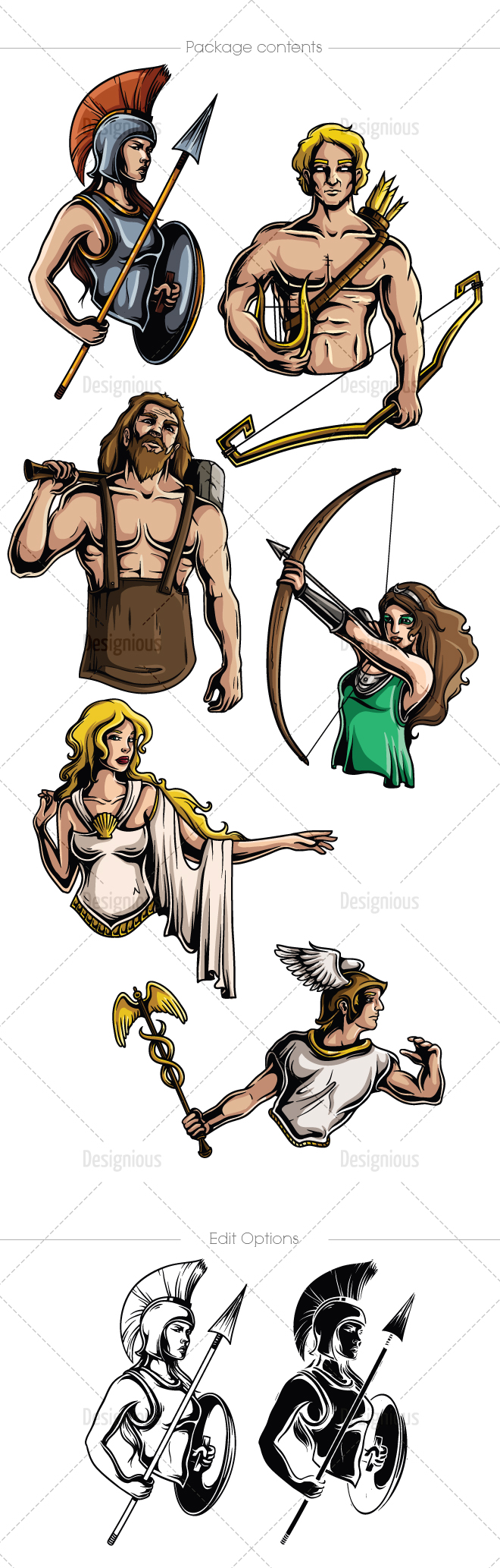 660x2066 Greek Mythological Olympian Gods Vector Pack Free Vectors