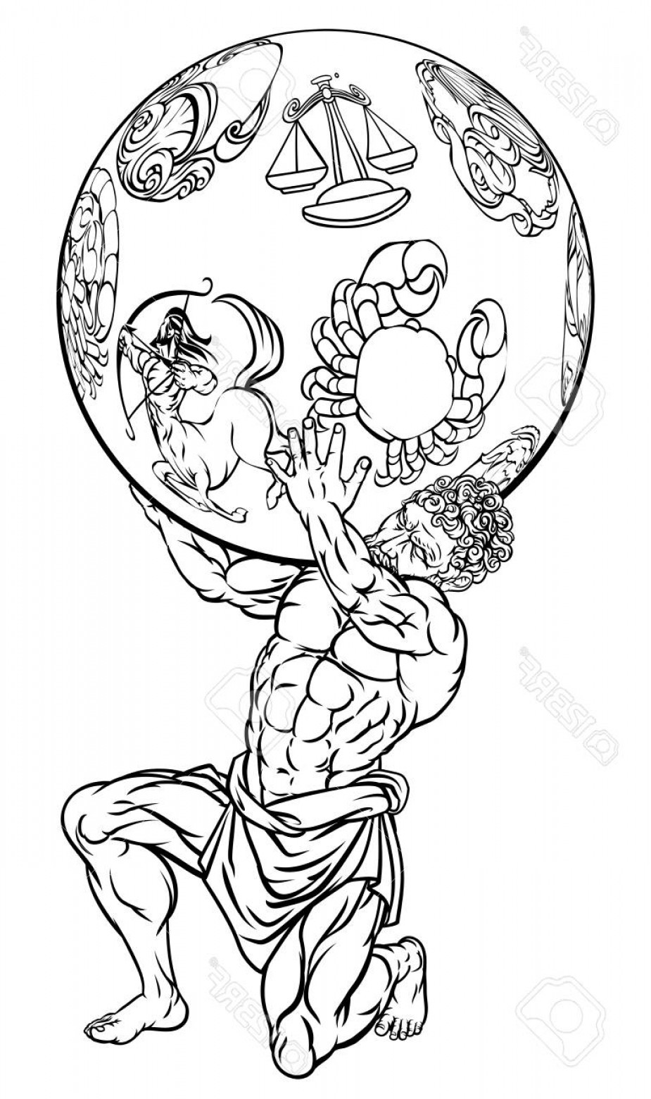 925x1560 Photostock Vector Atlas The Titan From Greek Mythology Holding Up