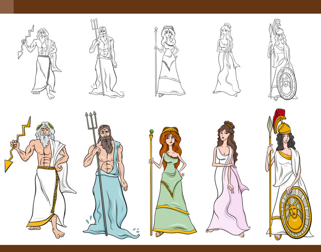 Greek Gods Cartoon Illustration Vector Premium Download 625x491 Greek Gods Cartoon Illustration Vector Premium Download
