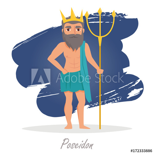 Poseidon Greek Gods Vector Illustration 500x500 Poseidon Greek Gods Vector Illustration