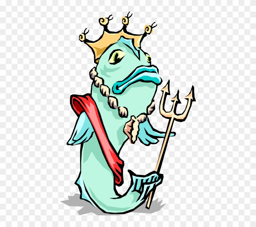 Vector Illustration Of Fish Dressed As Greek God Poseidon Clipart 880x780 Vector Illustration Of Fish Dressed As Greek God Poseidon Clipart