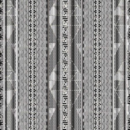 450x450 Striped Geometric Greek Key Seamless Borders Pattern Vector