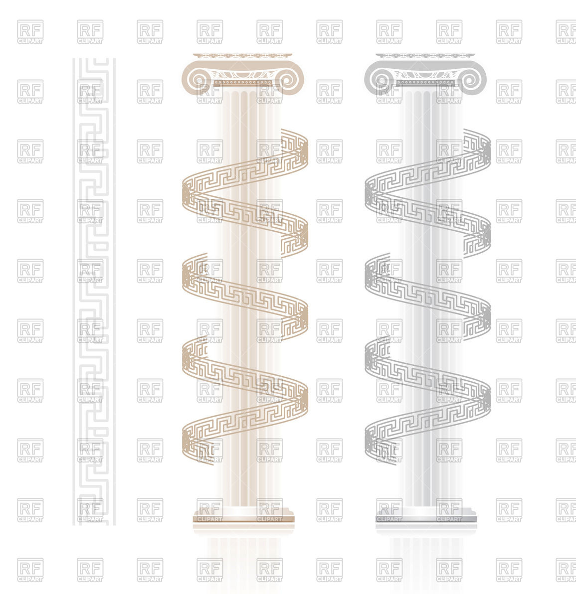 1155x1200 Column With Greek Key Ornament Vector Image Of Objects