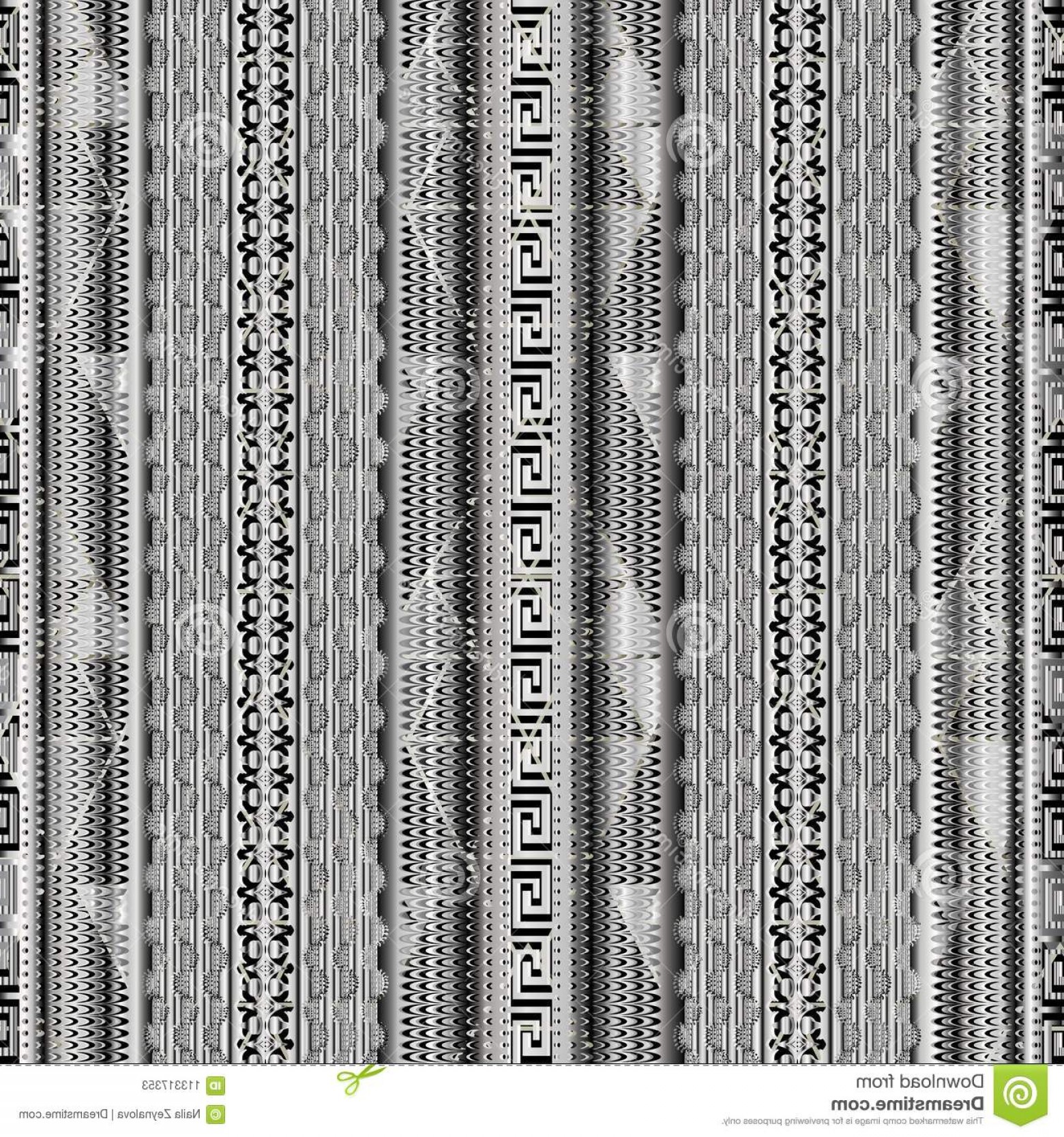 1560x1668 Striped Geometric D Greek Key Seamless Borders Pattern Vector