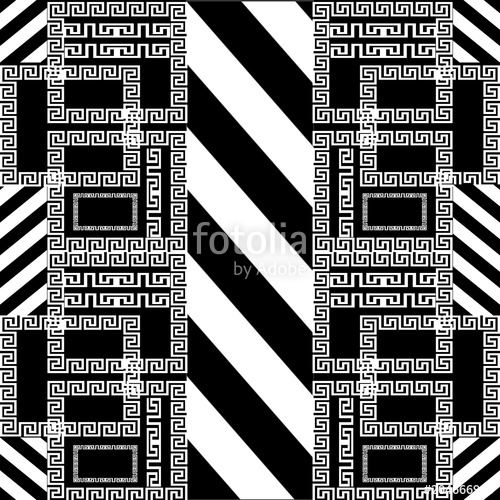 500x500 Striped Geometric Greek Key Meander Seamless Pattern Vector