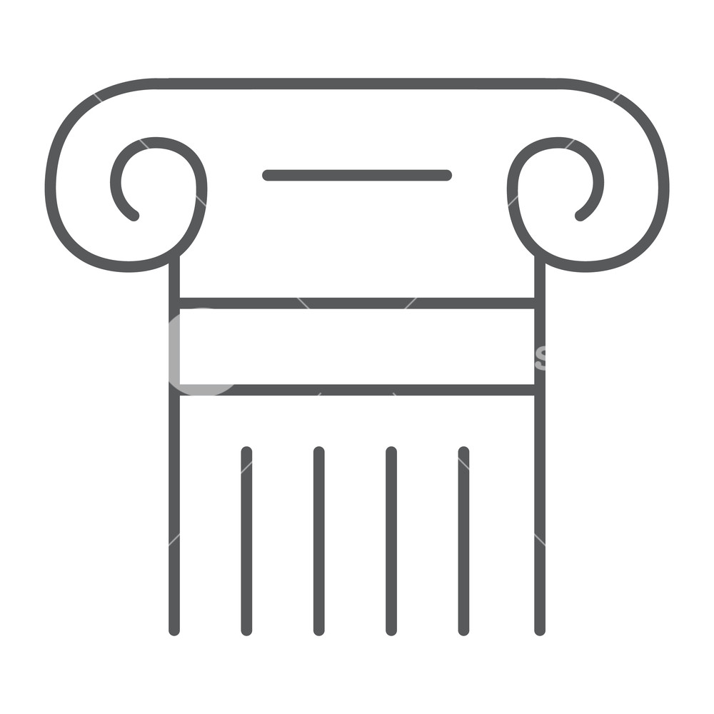 1000x1000 Greek Column Thin Line Icon, Pillar And Antique, Legality Sign
