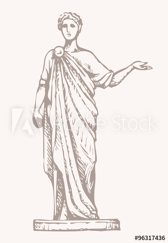 347x500 Ancient Roman Statue Vector Drawing