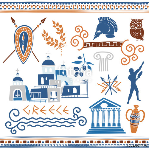 500x500 Greek Vector Clipart Set Of Illustrations On Ancient Symbols