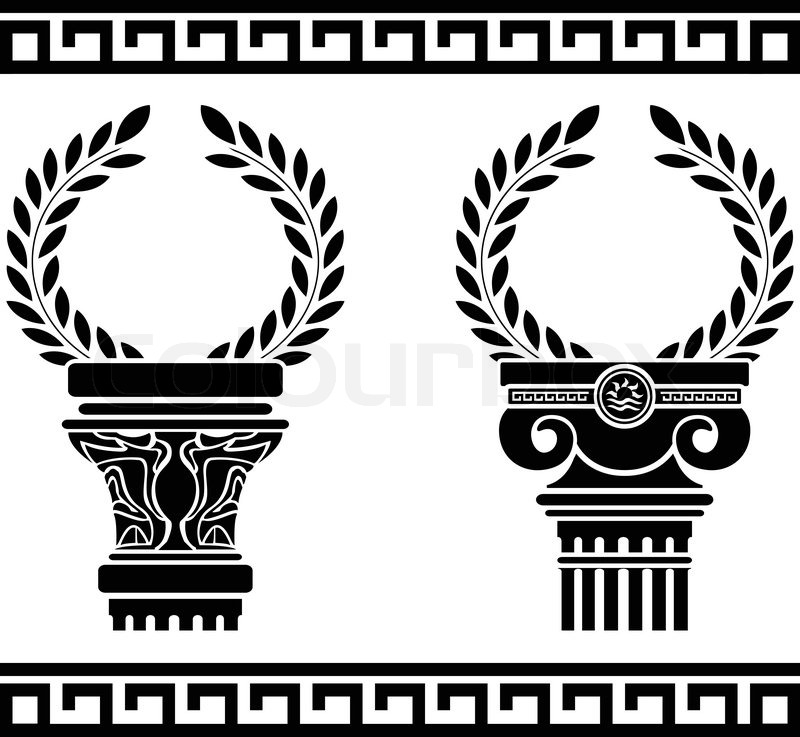 800x737 Greek Columns With Wreaths Stencil Stock Vector Colourbox