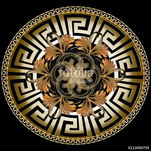 500x500 Ornate Golden Greek Vector Mandala Pattern With Baroque Ornam