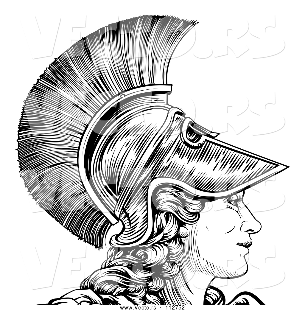 1024x1044 Vector Of Black And White Engraved Greek Warrior Lady Athena, Hera