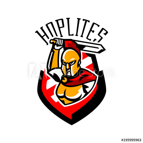 500x500 Emblem, Logo, Badge, Spartan With A Sword Ancient Greek Warrior