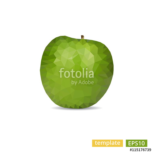 500x500 Abstract Low Poly Triangle Green Apple Vector Isolated On White