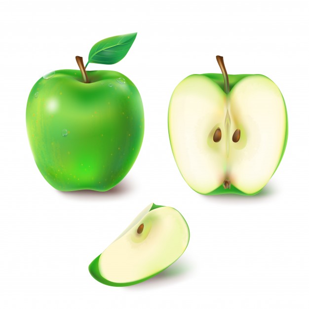 626x626 Vector Illustration Of A Juicy Green Apple Vector Free Download