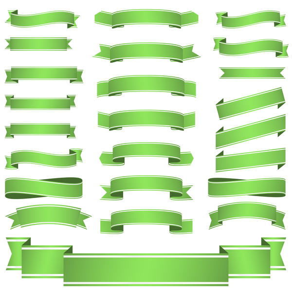 600x600 Green Ribbon Banners Vectors Free Download