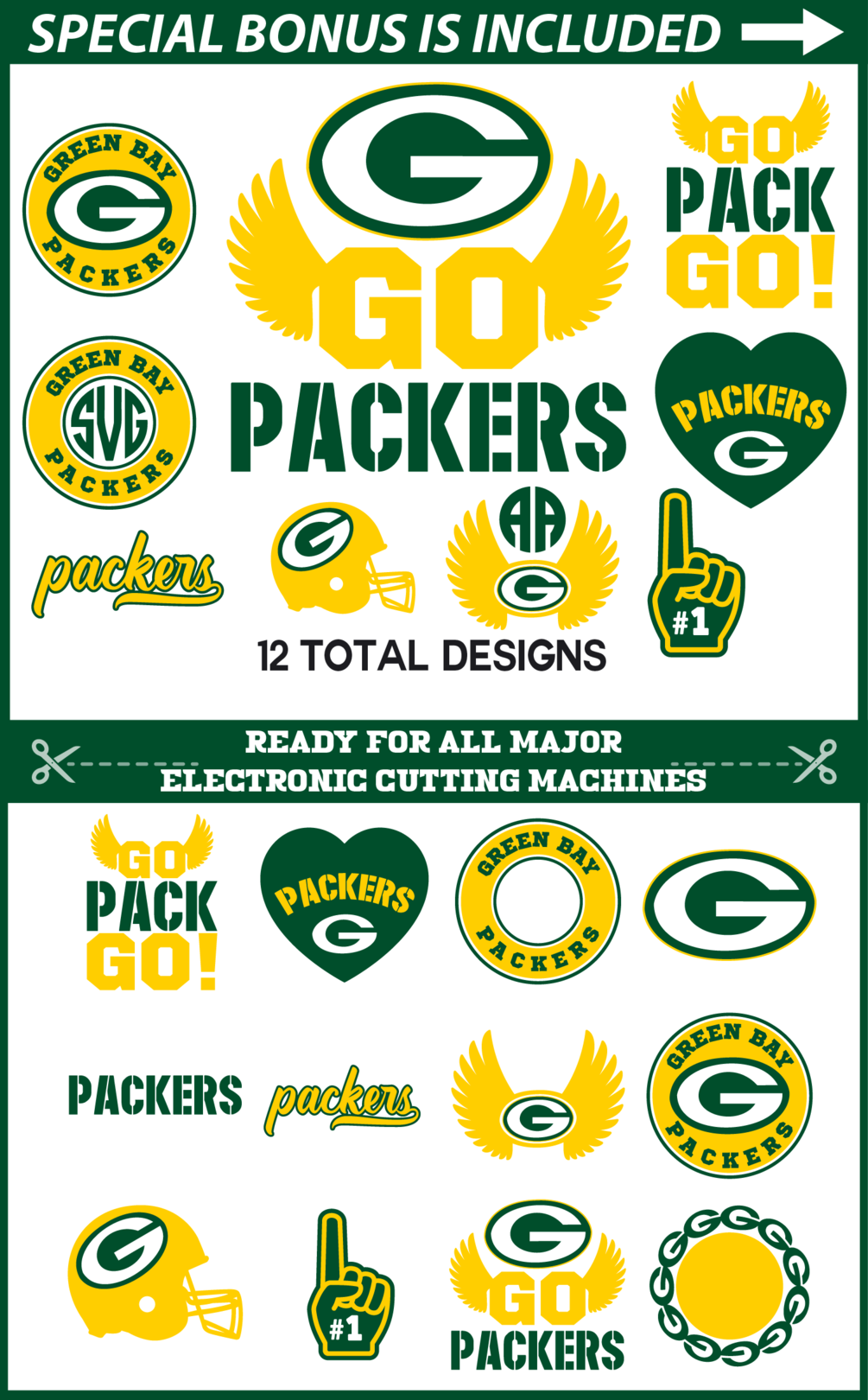 1005x1620 Green Bay Packers Monogram Set Designs