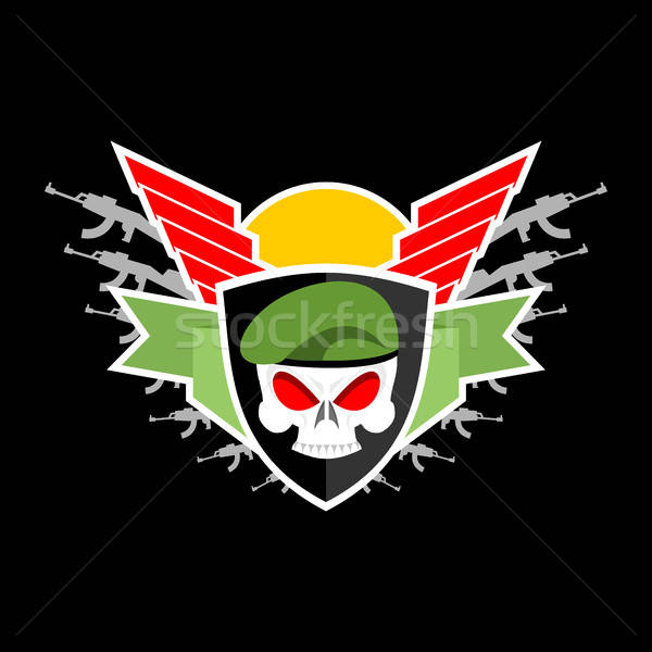 600x600 Military Emblem Army Logo Soldiers Badge Skull In Beret Wing